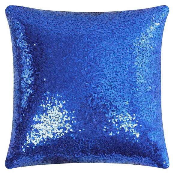 1pc Sequin Throw Pillow Cover Shiny Cushion Cover 16 x 16 Inch Dark Blue - Picture 1 of 6